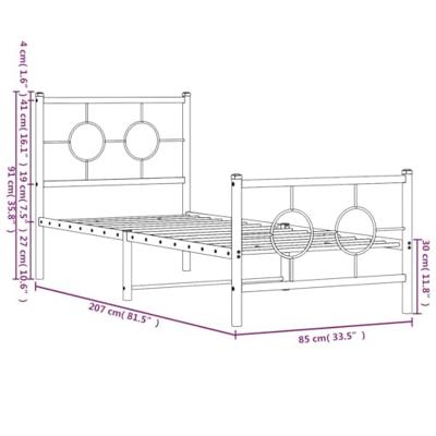 Bedframe met hoofd- en voeteneinde metaal wit 80x200 cm