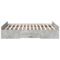 Bedframe met lades bewerkt hout betongrijs 135x190 cm - thumbnail