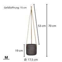 Rough Eco-line hangende bloempot M 18x18 cm Charlie zwart - thumbnail