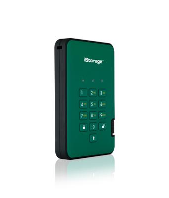 iStorage diskAshur2 SSD 128 GB Groen - Veilige draagbare Solid State Drive - Beveiligd met een wachtwoord - Stofdicht en waterdicht - Hardwarematige versleuteling