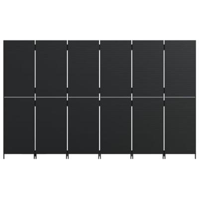 Kamerscherm 6 panelen poly rattan zwart