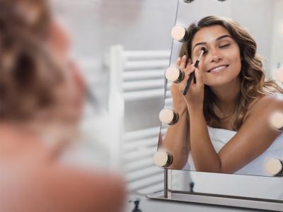 FlinQ Make-Up Spiegel Hollywood - 3 Lichtstanden - 46x38 cm - RVS