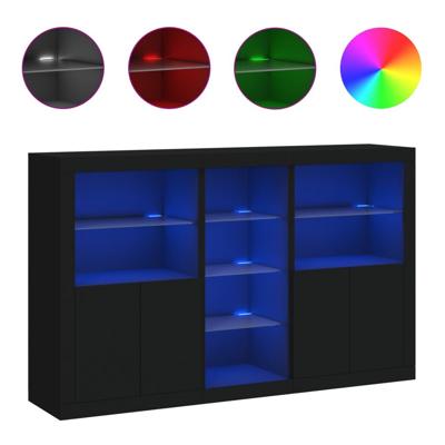 Dressoir met LED-verlichting 162x37x100 cm zwart