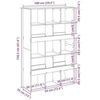 Boekenkast 100x33x156,5 cm bewerkt hout grijs sonoma eikenkleur - thumbnail