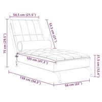 Massage chaise longue met bolster stof bruin - thumbnail