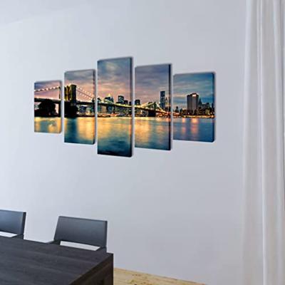 VidaXL Canvas muurdruk set brooklyn bridge rivier uitzicht 200 x 100 cm