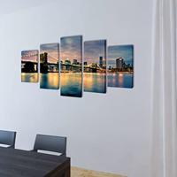 VidaXL Canvas muurdruk set brooklyn bridge rivier uitzicht 200 x 100 cm - thumbnail