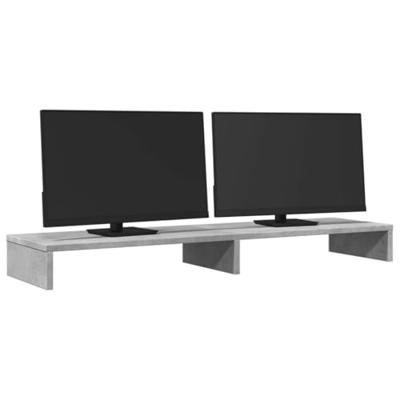 Monitorstandaard 100x27x10 cm bewerkt hout betongrijs Monitorstandaard 100x27x10 cm bewerkt hout betongrijs