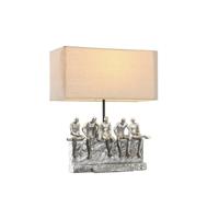 Bureaulamp DKD Home Decor 36 x 21,5 x 43 cm Zilverkleurig Beige Metaal Hars 220 V 50 W - thumbnail