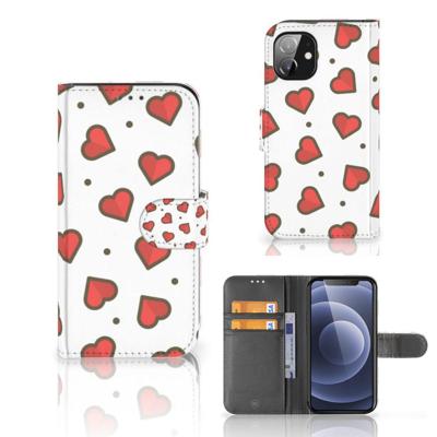 Apple iPhone 12 Mini | Telefoon Hoesje | Hearts | Portemonnee hoesje Apple iPhone 12 Mini | Telefoon Hoesje | Hearts | Portemonnee hoesje
