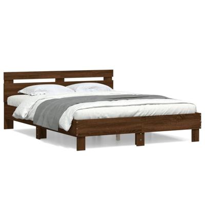 Bedframe met hoofdeinde bewerkt hout bruineikenkleur 140x200 cm