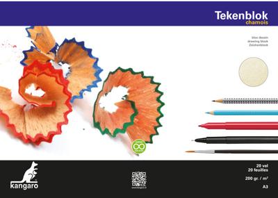 Kangaro tekenblok A3 200 gram 20 vel wit gekorreld