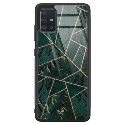 Samsung Galaxy A51 glazen hardcase - Abstract groen