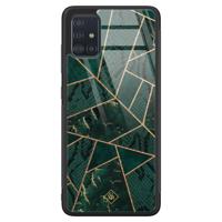 Samsung Galaxy A51 glazen hardcase - Abstract groen - thumbnail