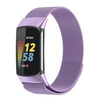 By Qubix - Milanese bandje - Paars - Compatible met Compatible met Fitbit Charge 5 - Compatible fitbit bandje - thumbnail