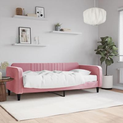 Slaapbank met matras 90x200 cm fluweel roze