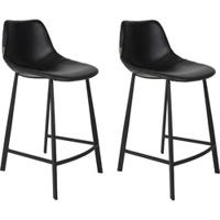 Dutchbone Barkruk 'Franky' PU (zithoogte 65cm), kleur Zwart - thumbnail