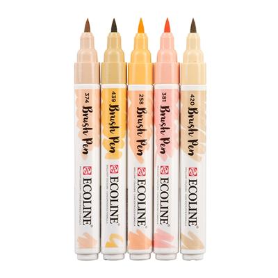 Brushpen Talens Ecoline set à 5 stuks beige roze