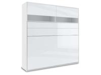 Opklapbed CONCEPTION PRO 140x200 cm wit/glanzend wit (horizontaal) met opzetkast - thumbnail