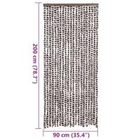 Vliegengordijn 90x200 cm chenille bruin en wit - thumbnail
