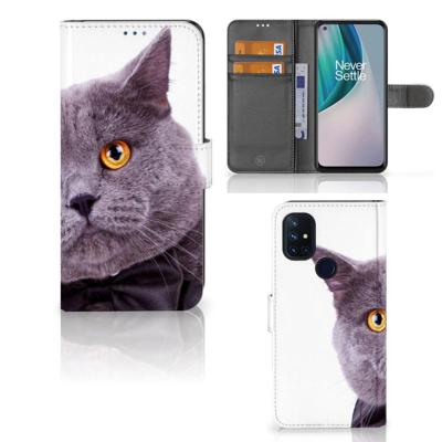 OnePlus Nord N10 | Telefoonhoesje | Met pasjeshouder | Kat