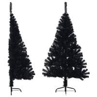 VidaXL Kunstkerstboom met standaard half 120 cm pvc zwart - thumbnail