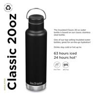 Klean Kanteen Thermosfles - classic - zwart - met ringdop - 592 ml (20 oz ) - thumbnail