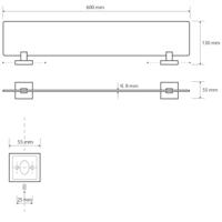 Glazen Planchet Sapho X-Square 60x5.5 cm Chroom - thumbnail