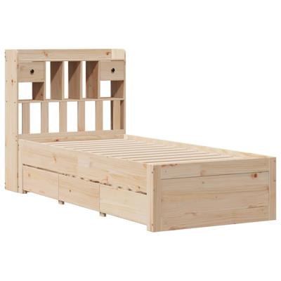 Bed met boekenkast zonder matras massief grenenhout 135x190 cm - thumbnail
