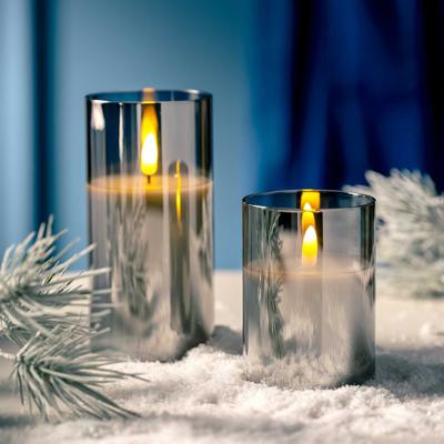Leonardo Autentico Kaars 10 x 8 cm met ledverlichting zilver