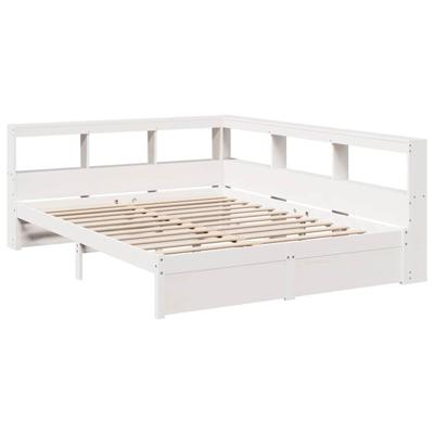 Bed met boekenkast zonder matras grenenhout wit 150x200 cm - thumbnail