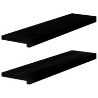 VidaXL Vensterbanken 2 st 80x20x2 cm massief eikenhout donkerbruin - thumbnail