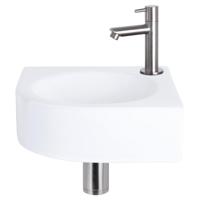 Fonteinset Differnz Cleo 30x30x10 cm Keramiek Wit Met Kraan Recht Mat Chroom - thumbnail