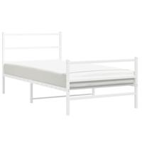 Bedframe met hoofd- en voeteneinde metaal wit 107x203 cm - thumbnail