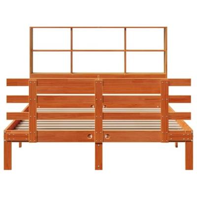 Bed met boekenkast zonder matras grenenhout wasbruin 120x190 cm