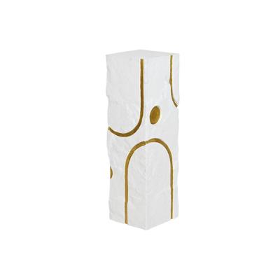 Voetstuk Home ESPRIT Wit Gouden Hout MDF Modern 25 x 25 x 80 cm