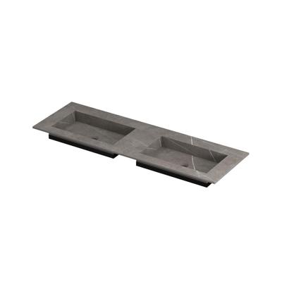 INK Post Wastafel Keramische Slab Envelop Bak Dubbel Zonder Kraangaten - 1400x450x10 mm - Armani Grey Mat