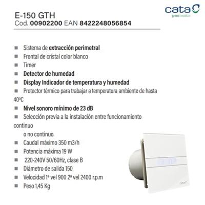 Badkamer Ventilator Cata E-100 GBTH Timer En Vochtsensor 100 mm 4W/8W Wit Cata