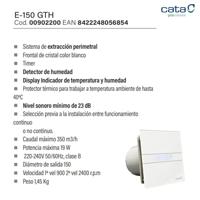 Badkamer Ventilator Cata E-100 GBTH Timer En Vochtsensor 100 mm 4W/8W Wit Cata - thumbnail
