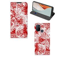 Mobiel BookCase OnePlus Nord N100 Angel Skull Rood - thumbnail
