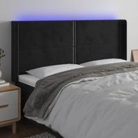 Hoofdbord LED 203x16x118/128 cm fluweel zwart - thumbnail