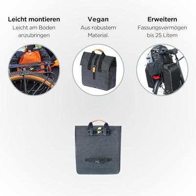 Basil urban dry shopper - waterdichte fietstas, unisex, charcoal melee