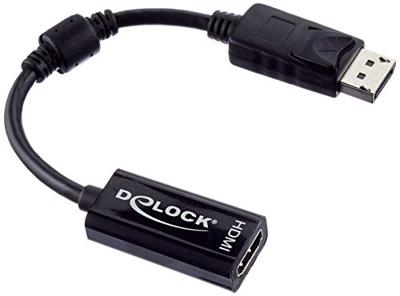Delock 61849 DisplayPort / HDMI Adapter [1x DisplayPort stekker - 1x HDMI-bus] Zwart Met Ferrietkern