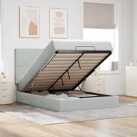 Ottoman bed met matrassen 140x200cm fluweel lichtgrijs - thumbnail