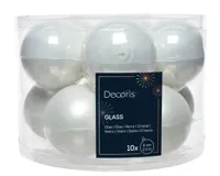 Decoris kerstballen Glas 10st Winterwit 6cm - thumbnail