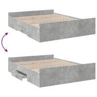 Bedframe met lades bewerkt hout betongrijs 140x200 cm - thumbnail