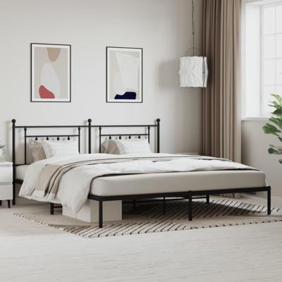 Bedframe met hoofdbord metaal zwart 193x203 cm