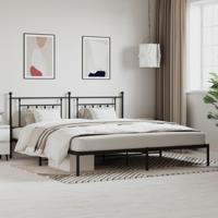 Bedframe met hoofdbord metaal zwart 193x203 cm - thumbnail