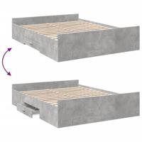 Bedframe met lades bewerkt hout betongrijs 150x200 cm - thumbnail
