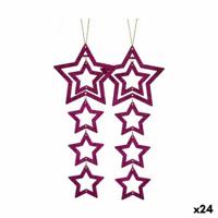 Kerst Decoratie Set Ster Fuchsia 19 x 0,2 x 23 cm (24 Stuks) - thumbnail